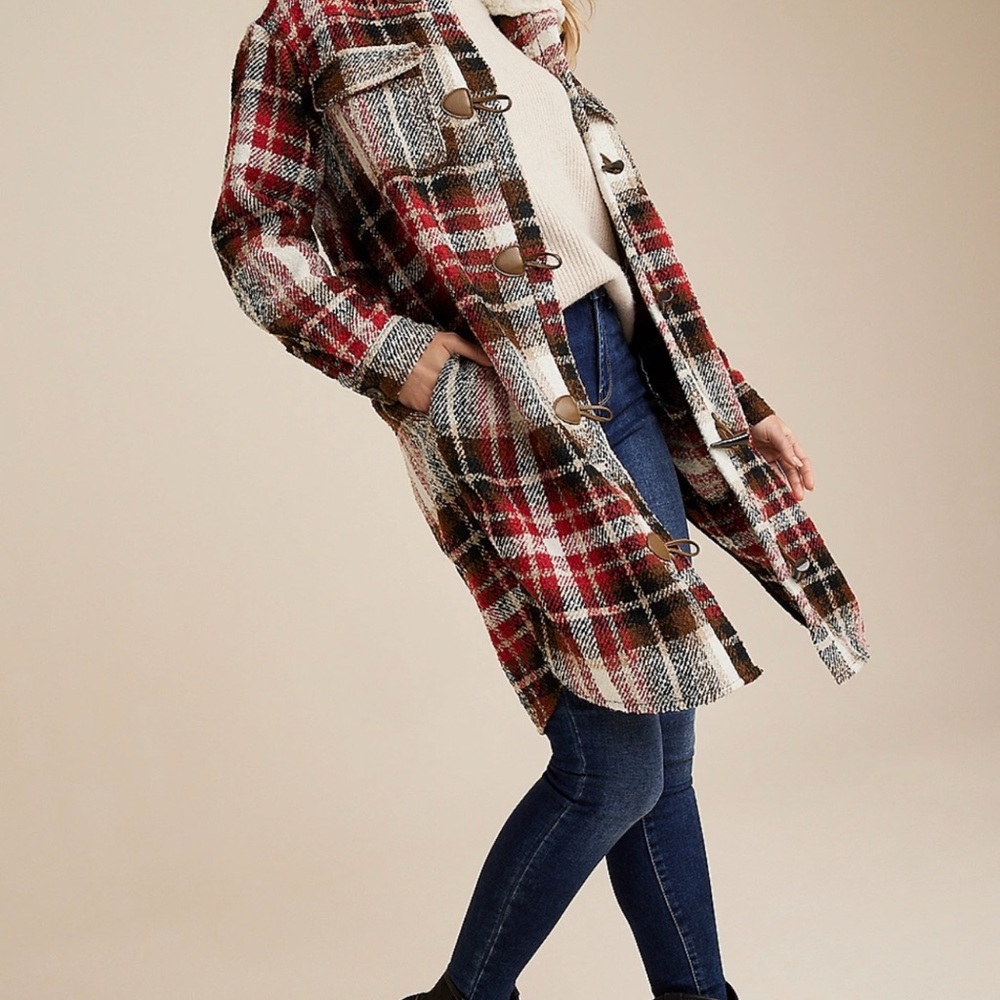 Maurices Multicolor Plaid Utility Jacket
